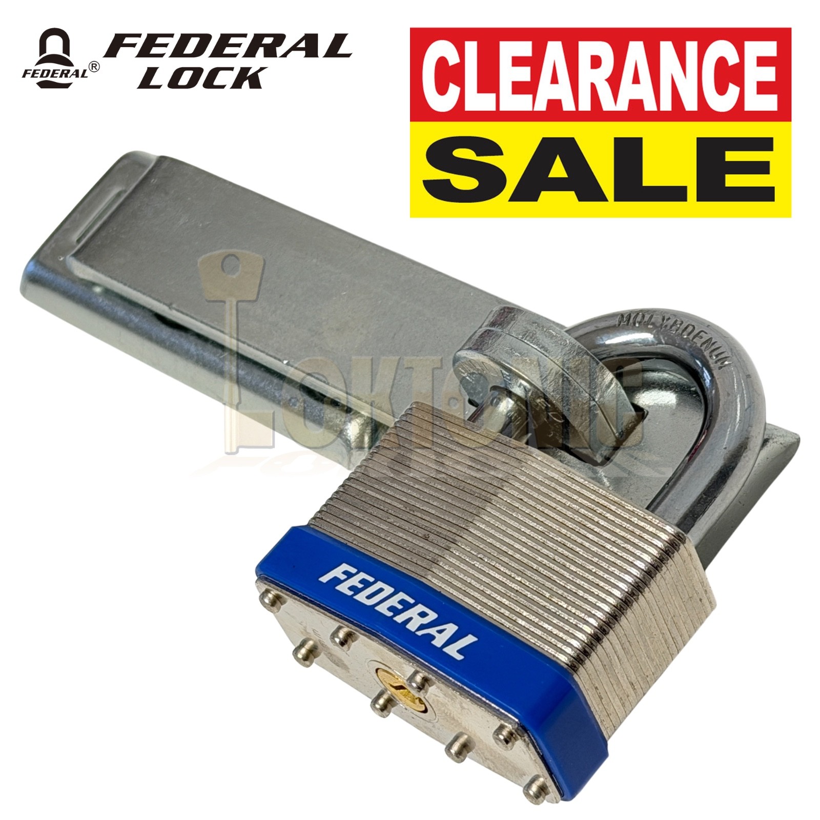 Federal High Security Shed Van Door Gate Lock Bracket Hasp Staple Padlock Combo