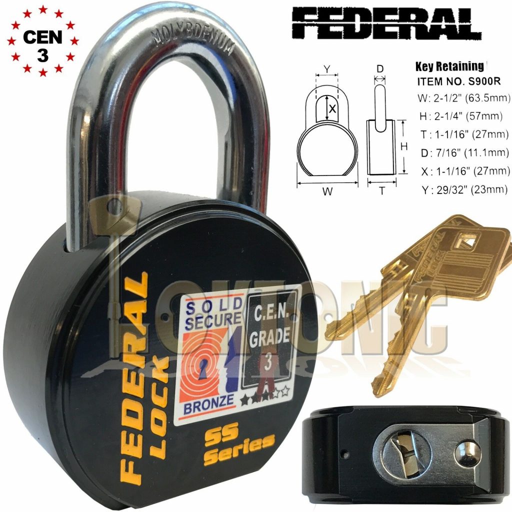 FEDERAL FD900S SOLD SECURE CEN GRADE 3 HEAVY DUTY STEEL PADLOCK - Loktonic