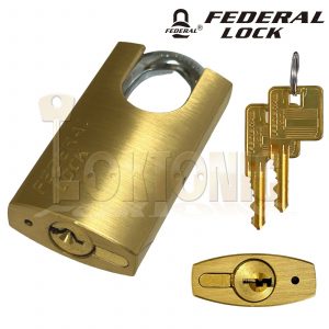 Federal HS40 6 Pin Solid Brass Shrouded Protected Shoulder Van Gate Shed Padlock