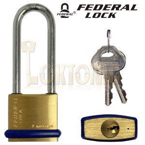 Federal SF32F Solid Brass Long Shackle Padlock Van Gate Shed