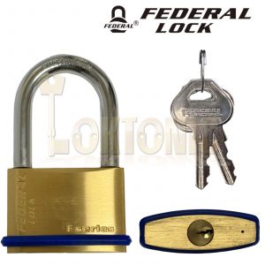 Federal SF62F Solid Brass Long Shackle Padlock Van Gate Shed