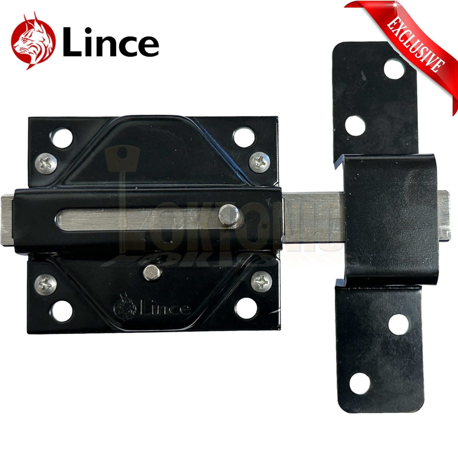 Lince 2970 Security Stainless Steel Black Gate Shed Garage Sliding Deadbolt Lock - Image 4