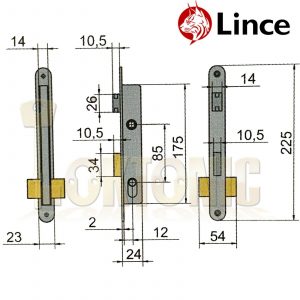Lince Mortice Narrow Stile Sash Lock With Small Oval Cylinder UPVc Aluminium