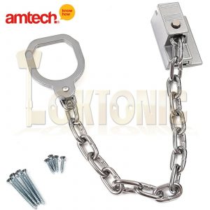 Amtech Silver UPVC Door Chain Security Restrictor Lock Ring Extra Security