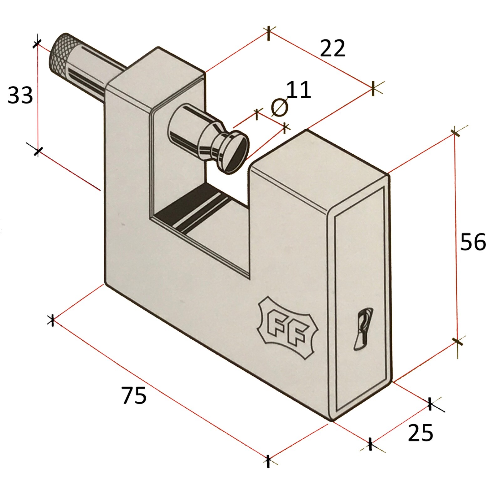 Facchinetti FF8370 Fully Armoured Container Steel Roller Shutter Garage Padlock - Image 3