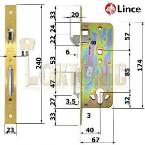 Lince High Security Mortice Sliding Door Auto Locking Hook Claw Bolt Sash Lock