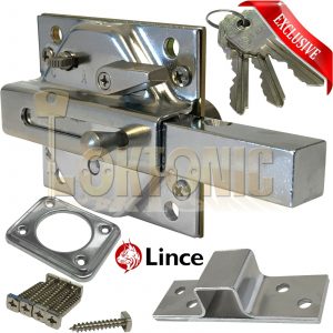 Lince Lock Chrome High Security Heavy Duty Rim Gate Shed Garage Sliding Bolt