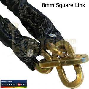 Square Link 8mm Security Bike Chain Manganese Hardened Steel Bicycle Shed Gate