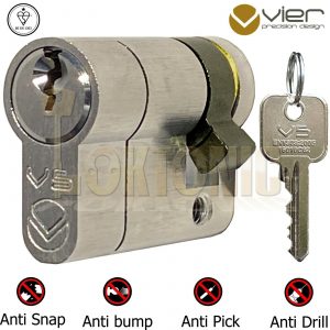 Vier V5 Garage Van Door Roller Shutter Key Switch Half Euro Cylinder Lock Barrel