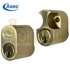 Asec 6-Pin Scandinavian Oval lock External Internal Cylinder Brass Finish Barrel