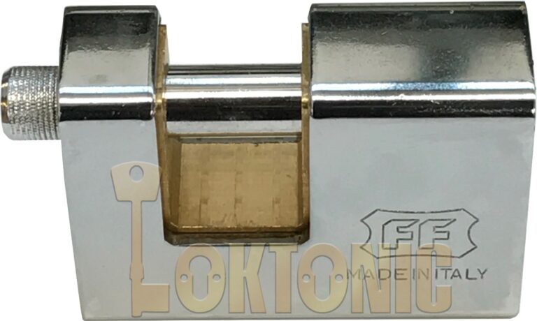 Facchinetti F8390 Armoured Steel Padlock For Roller Shutter Garage Doors – Made In Italy, 3 Keys