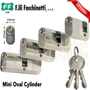 Facchinetti Small Oval Polished Chrome Double Thumb Turn Half Cylinder Locks