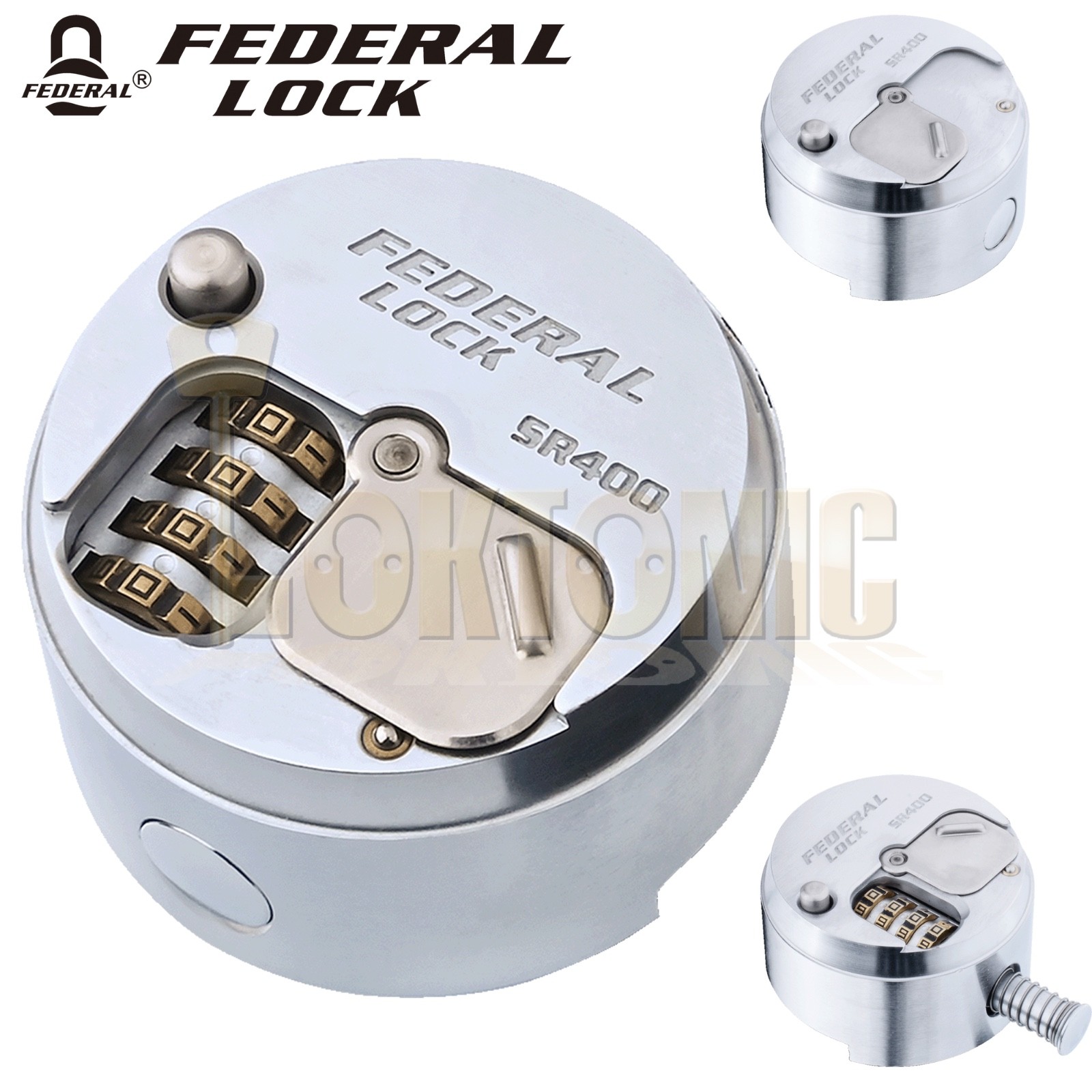 Federal SR400 Combination Round Puck Van Garage Security Hardened Steel Padlock