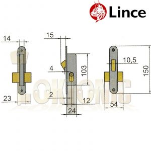 Lince Mortice Narrow Stile Sliding Hook Lock With Small Oval Cylinder UPVc