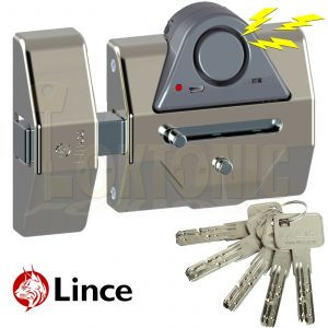 Lince Rim Door Lock High Security Heavy Duty Sliding Dead Bolt Built-In Alarm