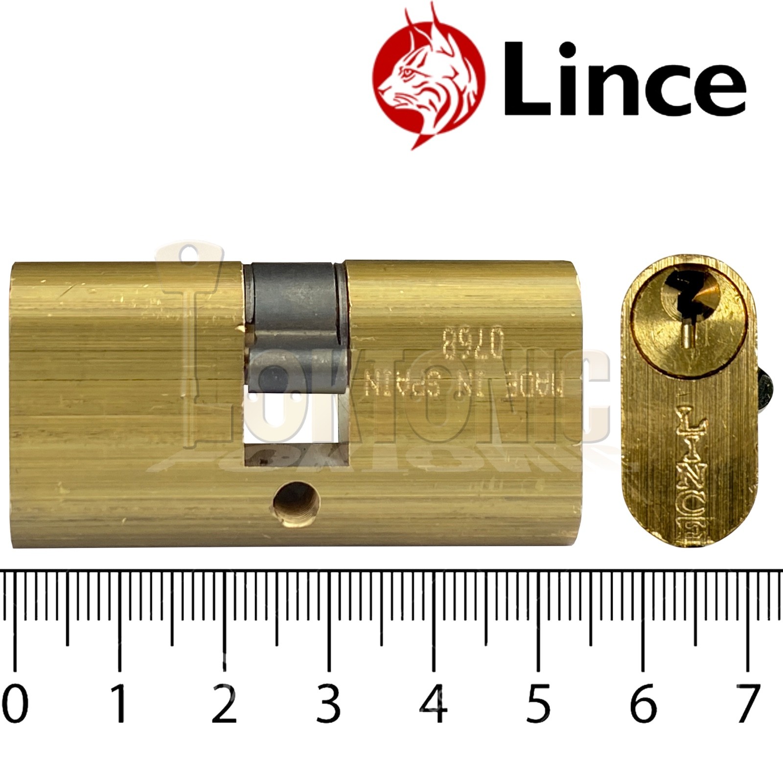 Lince Small Double Oval 53mm Satin Brass Cylinder Lock Barrel - Image 4