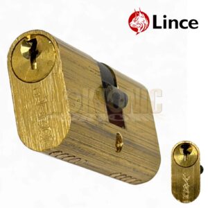Lince Small Double Oval 53mm Satin Brass Cylinder Lock Barrel