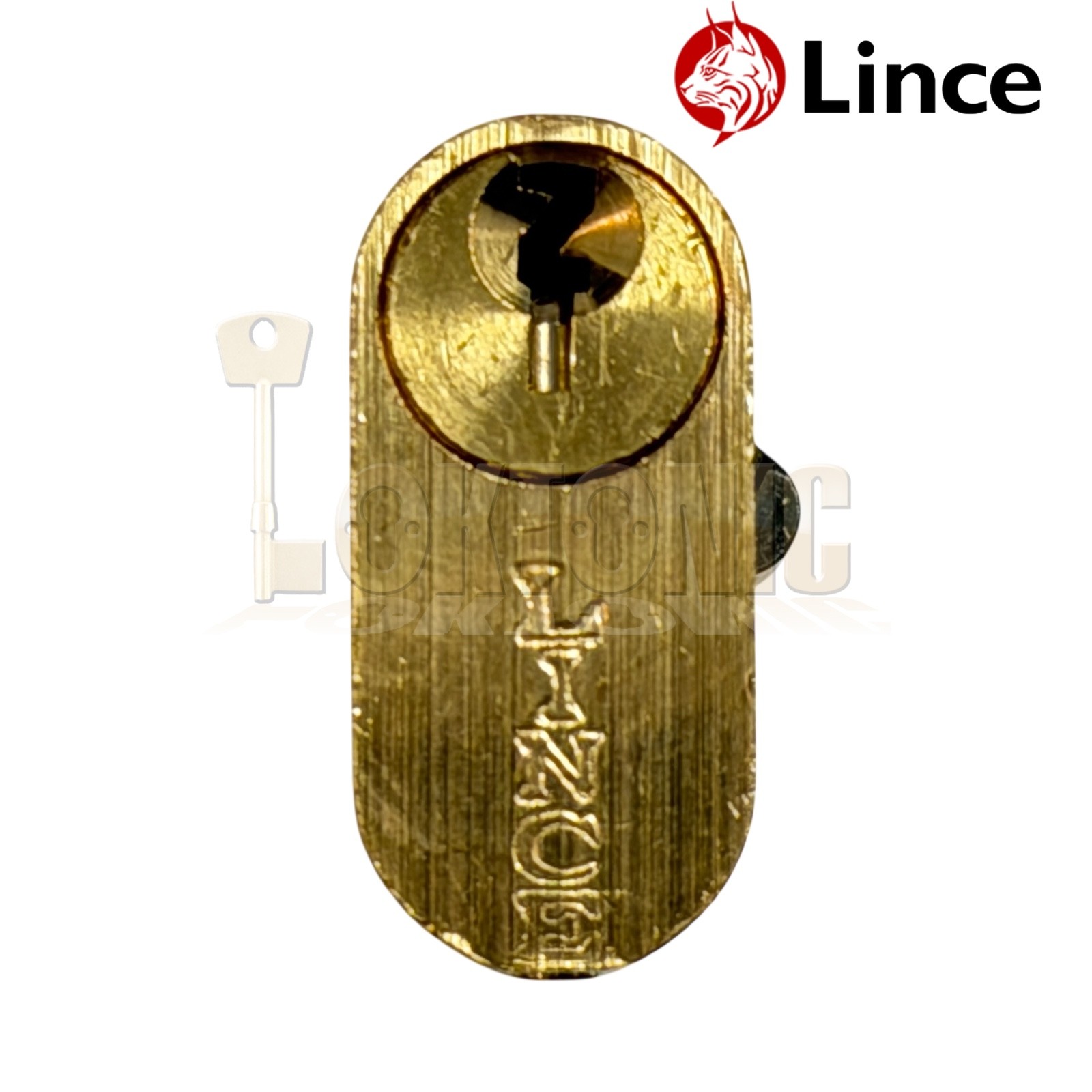 Lince Small Double Oval 53mm Satin Brass Cylinder Lock Barrel - Image 6