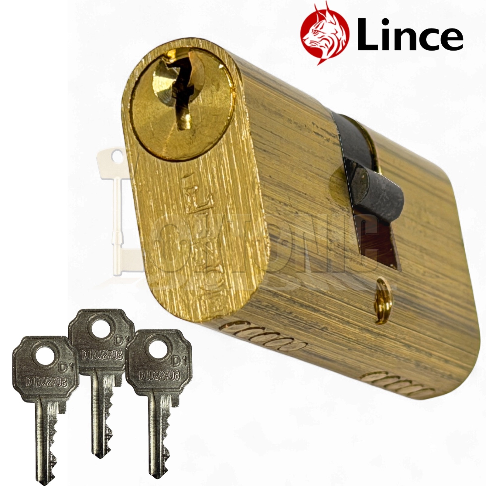 Lince Small Double Oval 53mm Satin Brass Cylinder Lock Barrel - Image 7