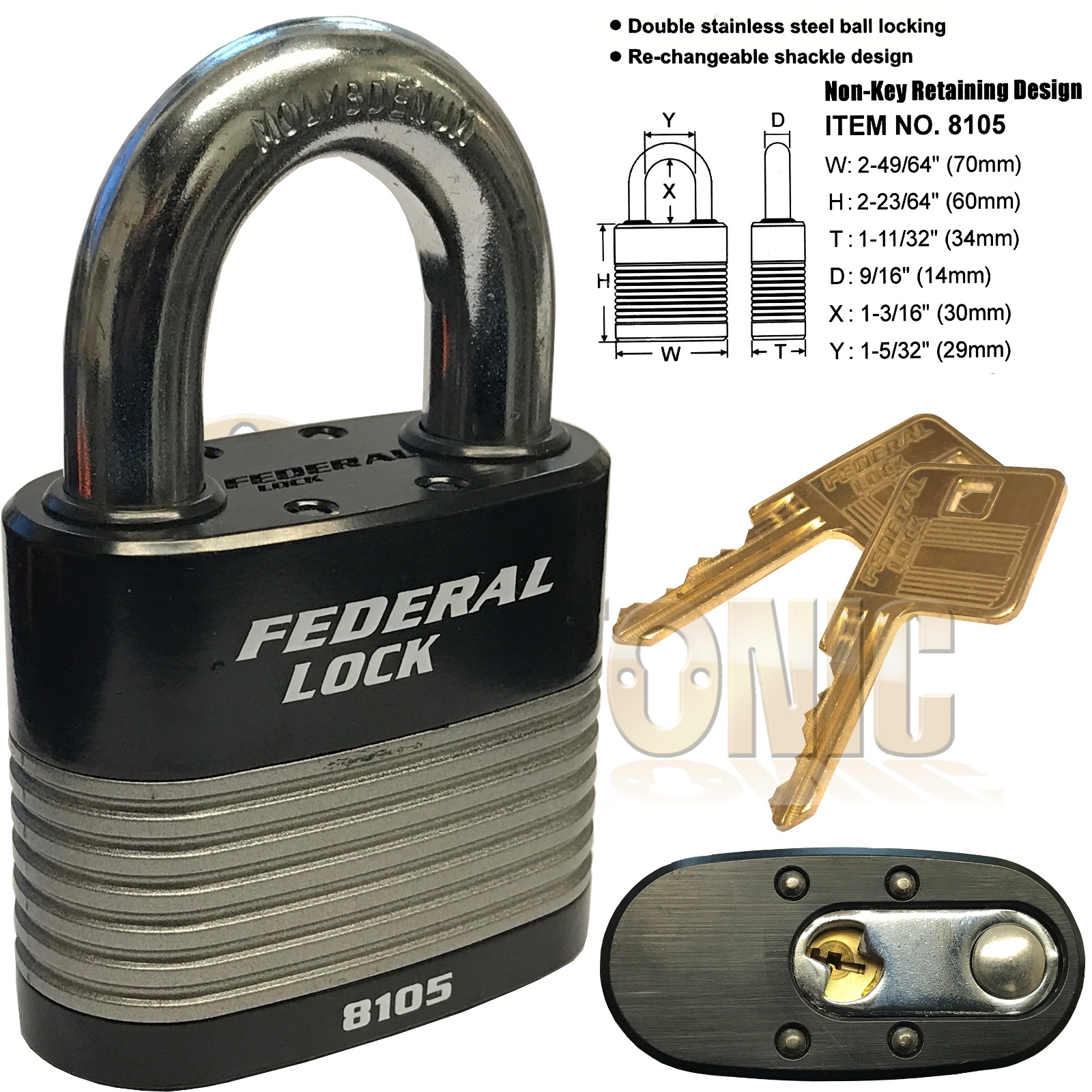 Federal High Security Rekeyable Van Shed Garage Steel Padlock FD8100 Series - Image 6