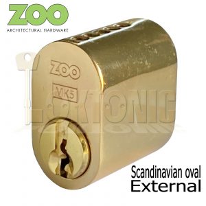 Zoo 5-Pin Scandinavian Oval lock External Internal Cylinder Brass Finish Barrel