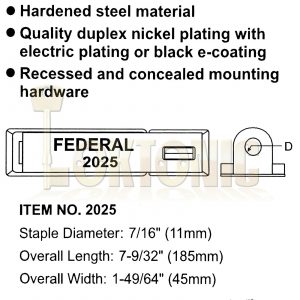 Federal FD2025 Security Hardened Steel Hasp and Staple Vans Gates Sheds Garages