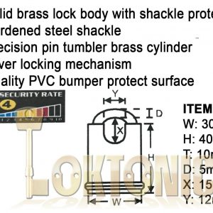 Federal FD30P KA3001 Shrouded Solid Brass Padlock Hardened Shackle Keyed Alike