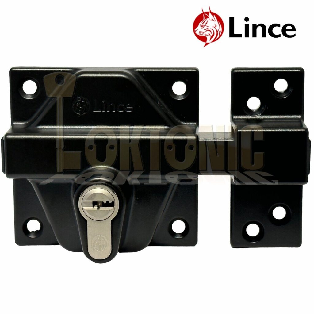 Lince Black High Security Heavy Duty Euro Gate Slide Rim Dead Bolt Lock ...