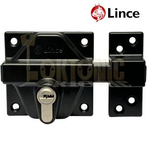 Lince Black High Security Heavy Duty Euro Gate Slide Rim Dead Bolt Lock Sheds