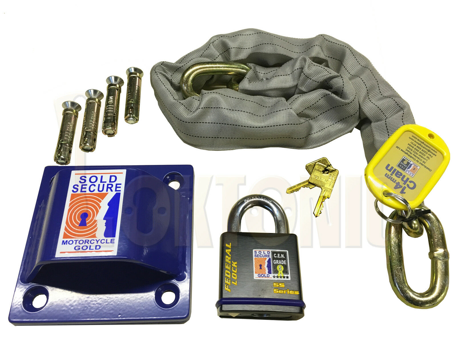 Motorbike Motorcycle Strong 1.m 14mm Chain Padlock Anchor Sold 