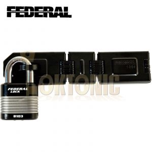 FEDERAL HIGH SECURITY VAN SHED GATE HASP STAPLE AND PADLOCK COMBO FD1085 FD8103