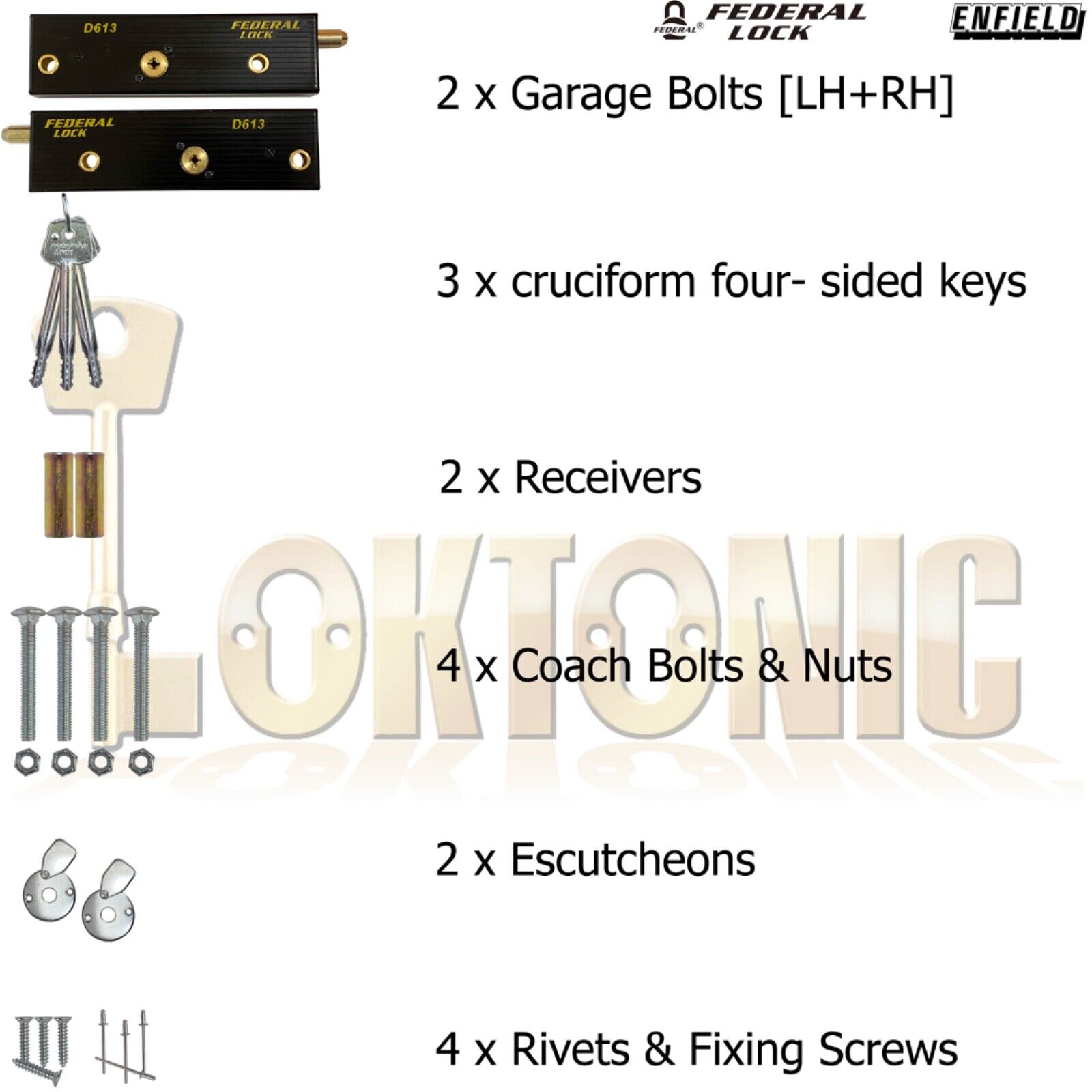 Federal Enfield Up And Over Garage Door Bolts Locks High Security Mk15 2025 - Image 3