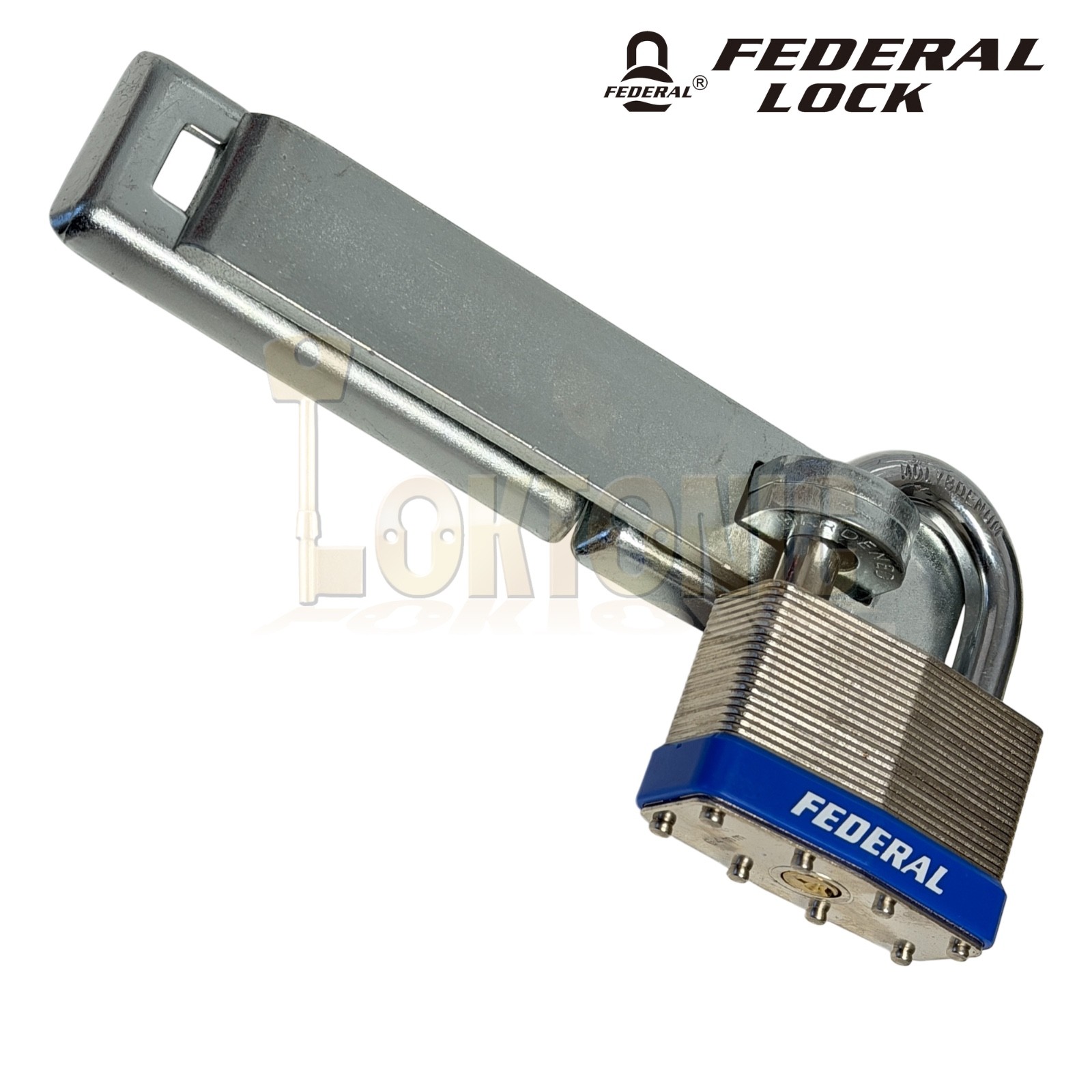 Federal High Security Shed Van Door Gate Lock Bracket Hasp Staple Padlock Combo - Image 3