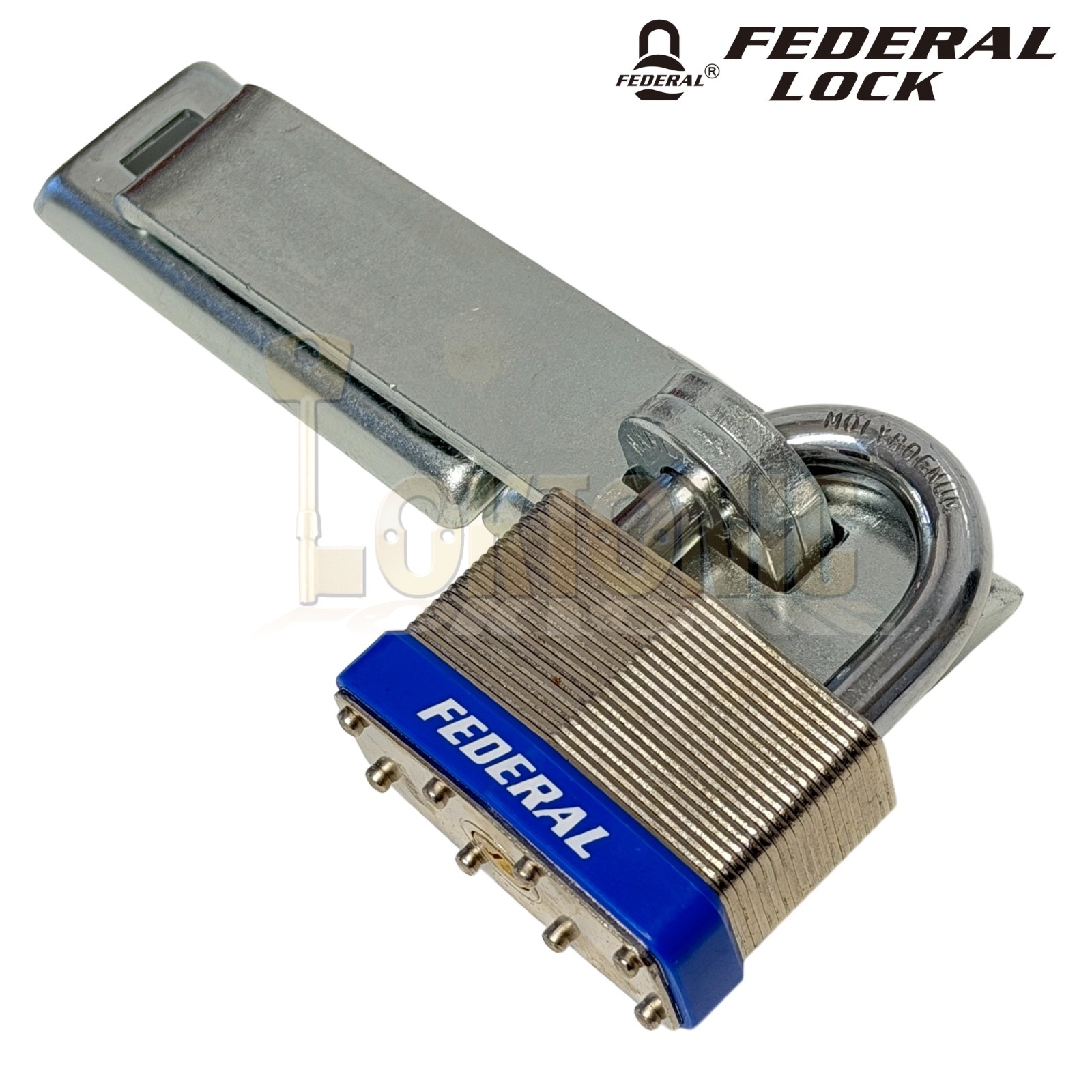 Federal High Security Shed Van Door Gate Lock Bracket Hasp Staple Padlock Combo - Image 5