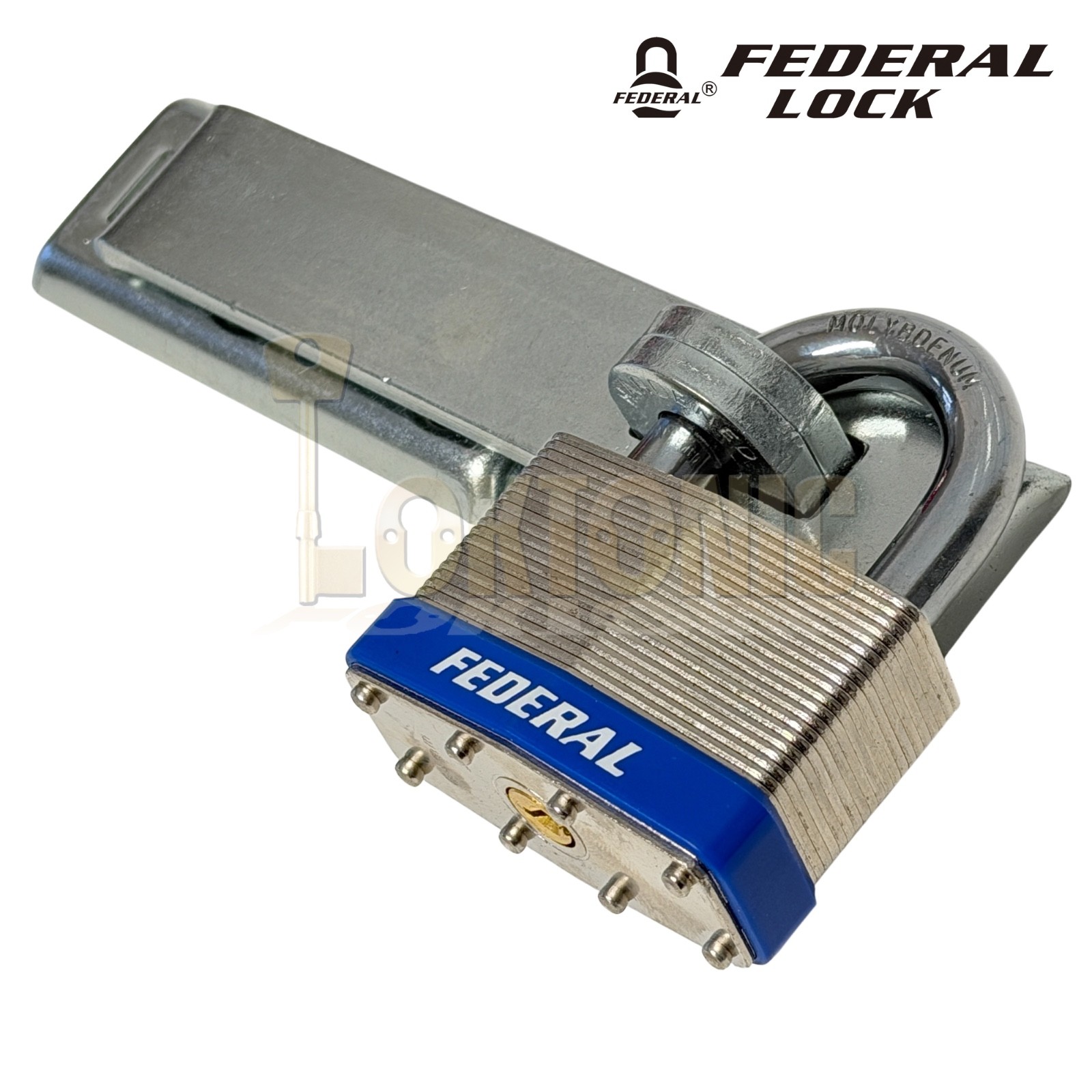 Federal High Security Shed Van Door Gate Lock Bracket Hasp Staple Padlock Combo - Image 2