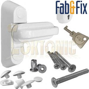 Fab & Fix White Window Frame Sash Lock Door Blocker Jammer Complete Kit