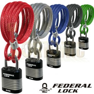 Federal Bike Bicycle Security 6.3mm Spiral Steel Cable Chain And 44mm Padlock