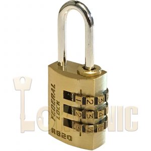 Federal RB20 Resettable Solid Brass combination padlock luggage toolbox cupboard