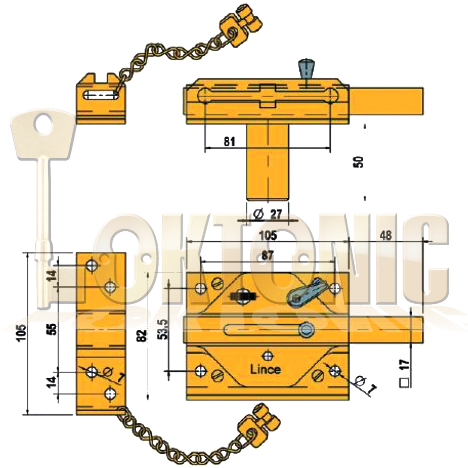 Lince Bronze High Security Heavy Duty Rim Gate Shed Garage Sliding Bolt Lock - Image 4