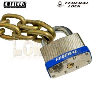 Enfield 8mm Through Hardened Steel Chain 65mm Padlock Bike Bicycle Sheds Gates