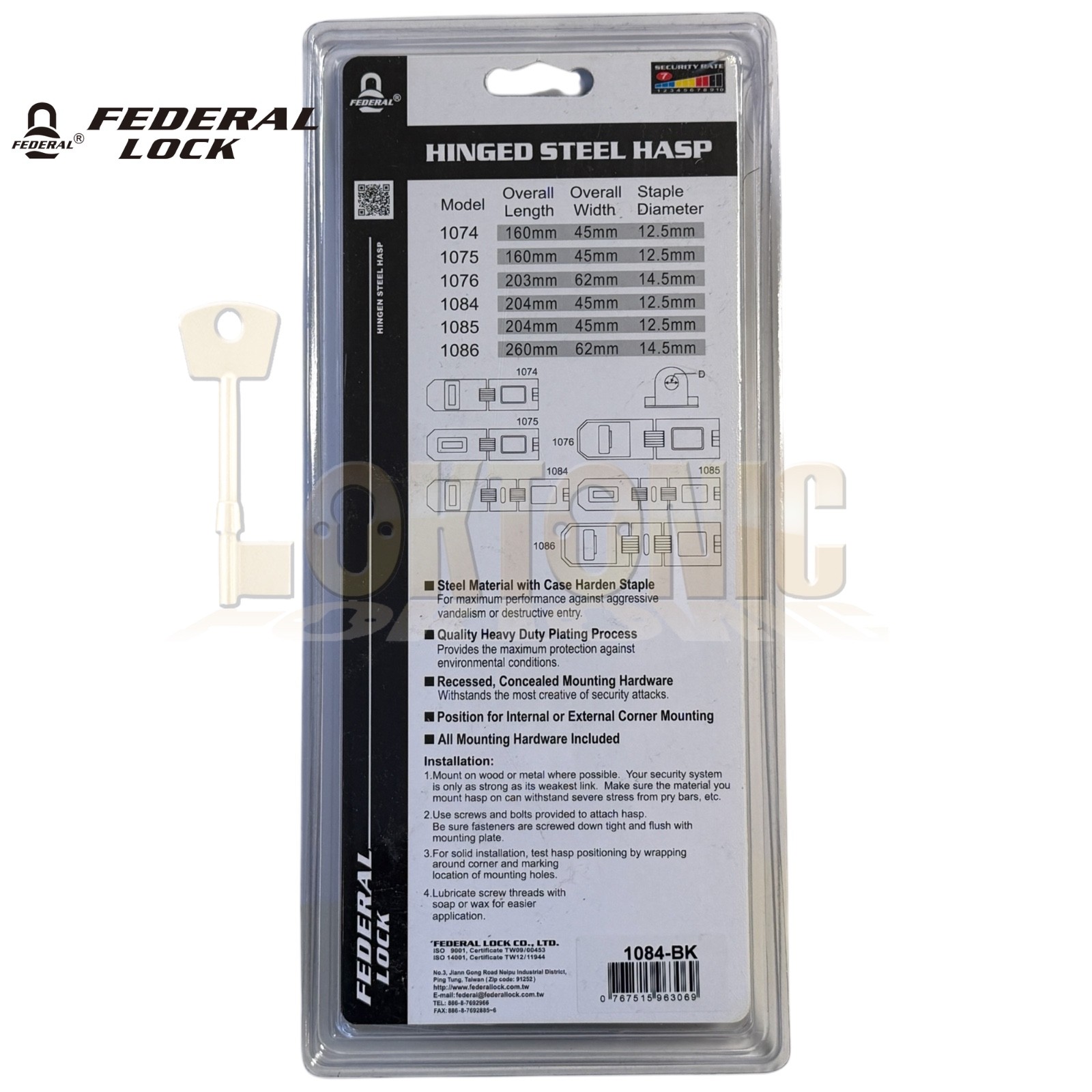 Federal FD1074 High Security Steel Garage Shed Van Gate Hasp And Staple - Image 4