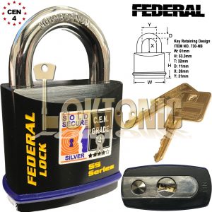 Federal FD730 Sold Secure Silver CEN  4 Super Heavy Duty Solid Steel Padlocks