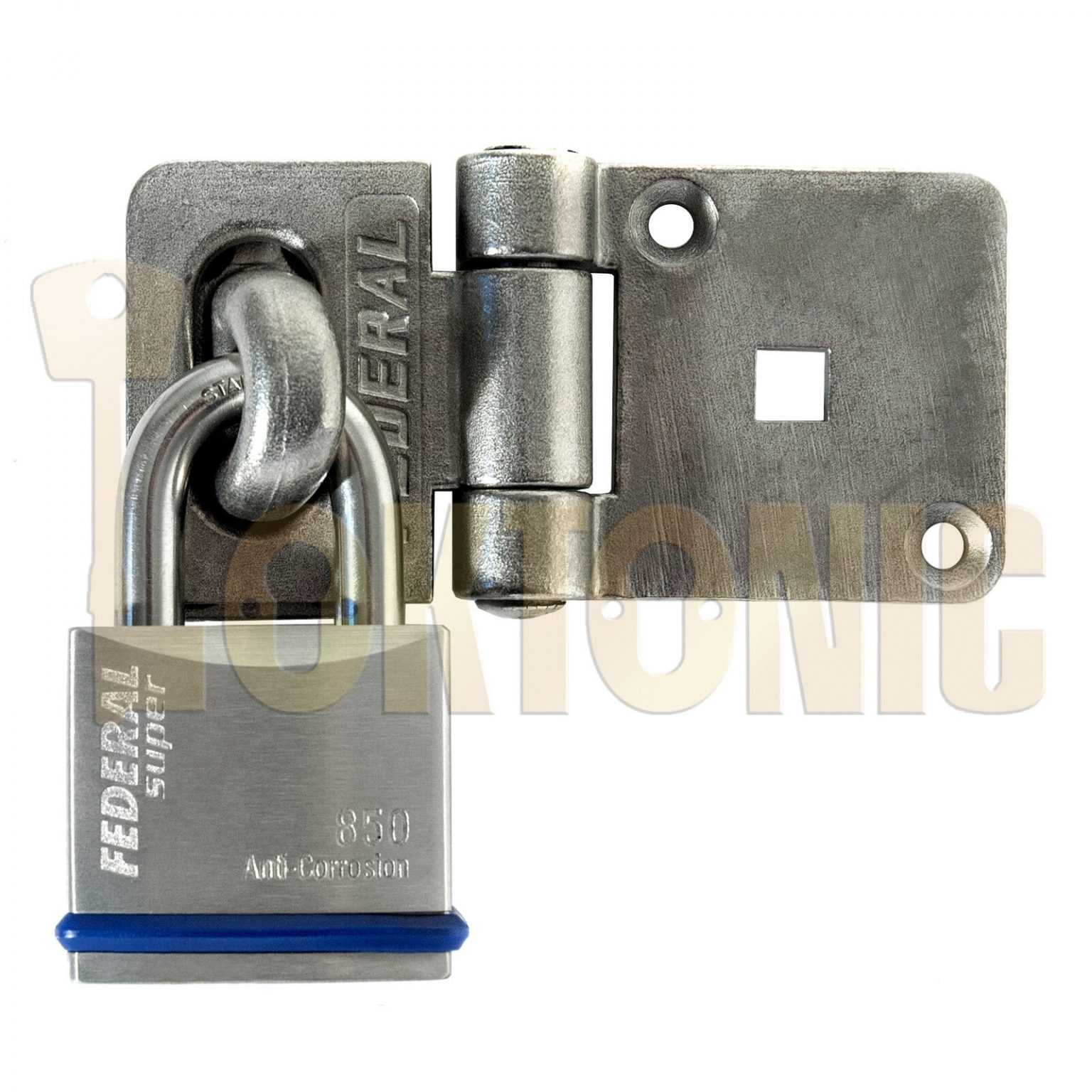 Federal Heavy Duty Stainless Steel Hasp & Padlock Set Shed Garage Gate ...