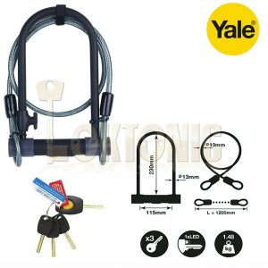 Yale YUL2C High Security Heavy Duty Bike Quad U-Lock with Cable 4 Laser Keys