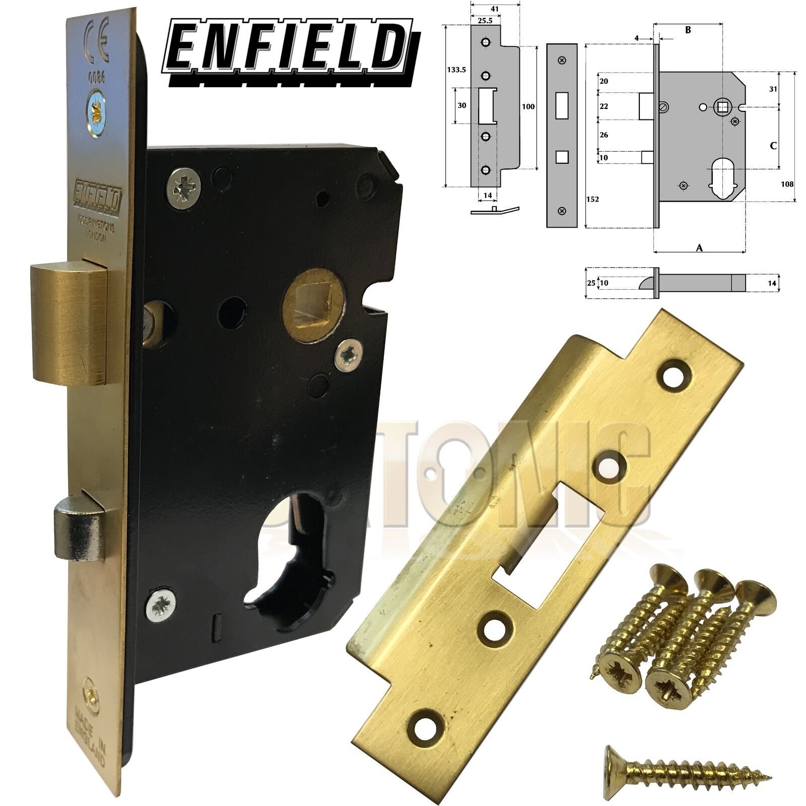 Mortice night latch with cylinder for latched doors/ML107204