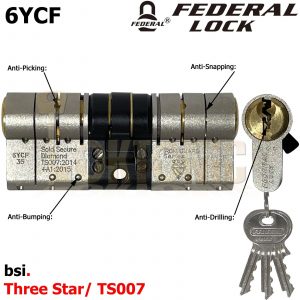 Federal 3 Star High Security Euro Cylinder UPVC Door Lock Snap Safe Anti Bumping