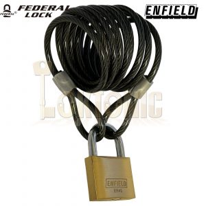 Federal Bike Bicycle Security 6.3mm Spiral Steel Cable & 45mm Brass Padlock