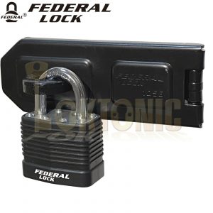 Federal Medium Security Weather Protected Padlock + Hasp Combo Shed Gate Garage