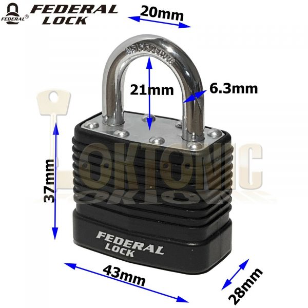 Federal Medium Security Weather Protected Padlock + Hasp Combo Shed Gate Garage - Image 5