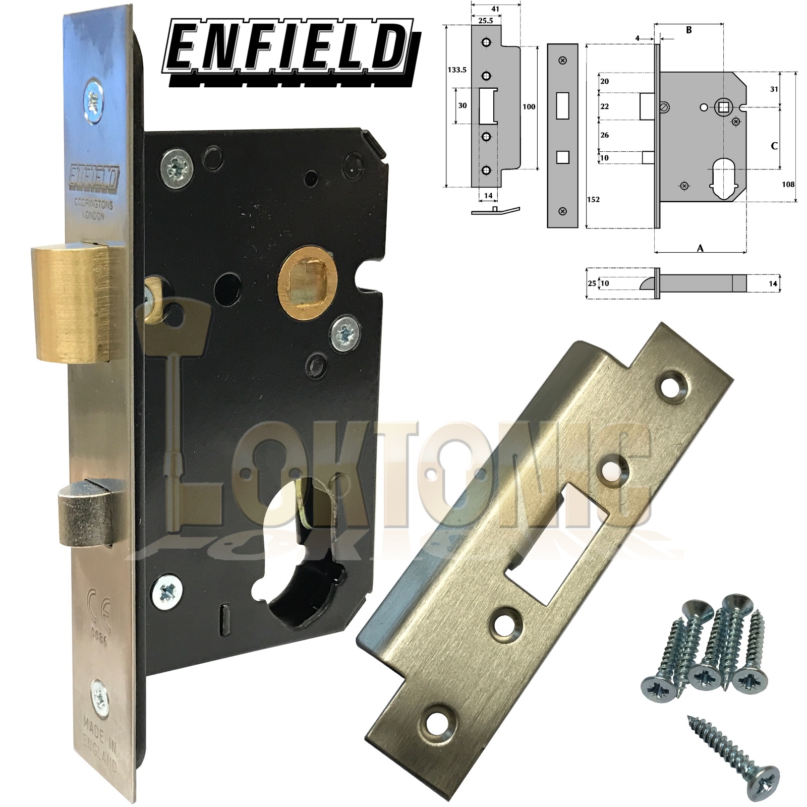 Enfield 63mm Dual Profile Euro Oval Cylinder Mortice Night Latch Anti-Thrust - Image 8